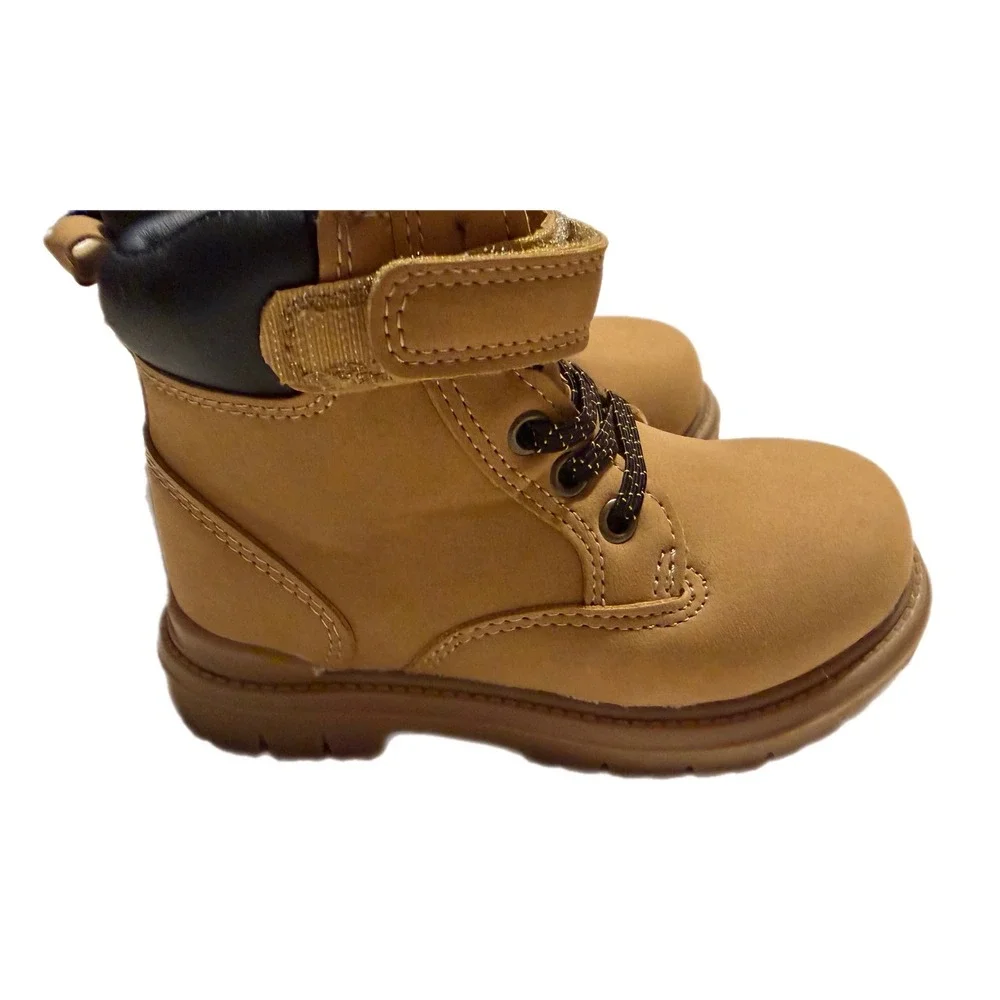 Wonder Nation Kids Tan Work Boots Memory Foam Side Zip WM67754-423 Size 8
